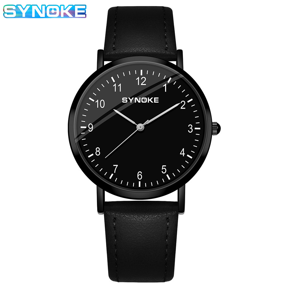 SYNOKE quartz watch fashion business men's casual simple belt alloy men's watch luminous waterproof design