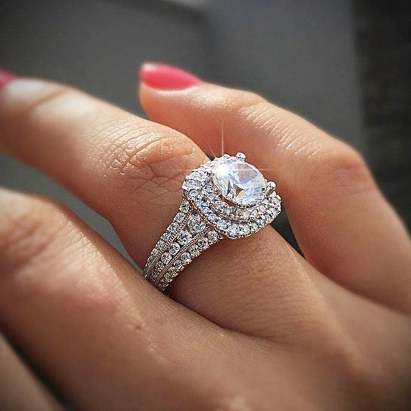 Longrui Cross-Border Hot-Selling New Fashion Ring Full of Rhinestones Jewelry Wedding Ring Wholesale Direct from Manufacturer