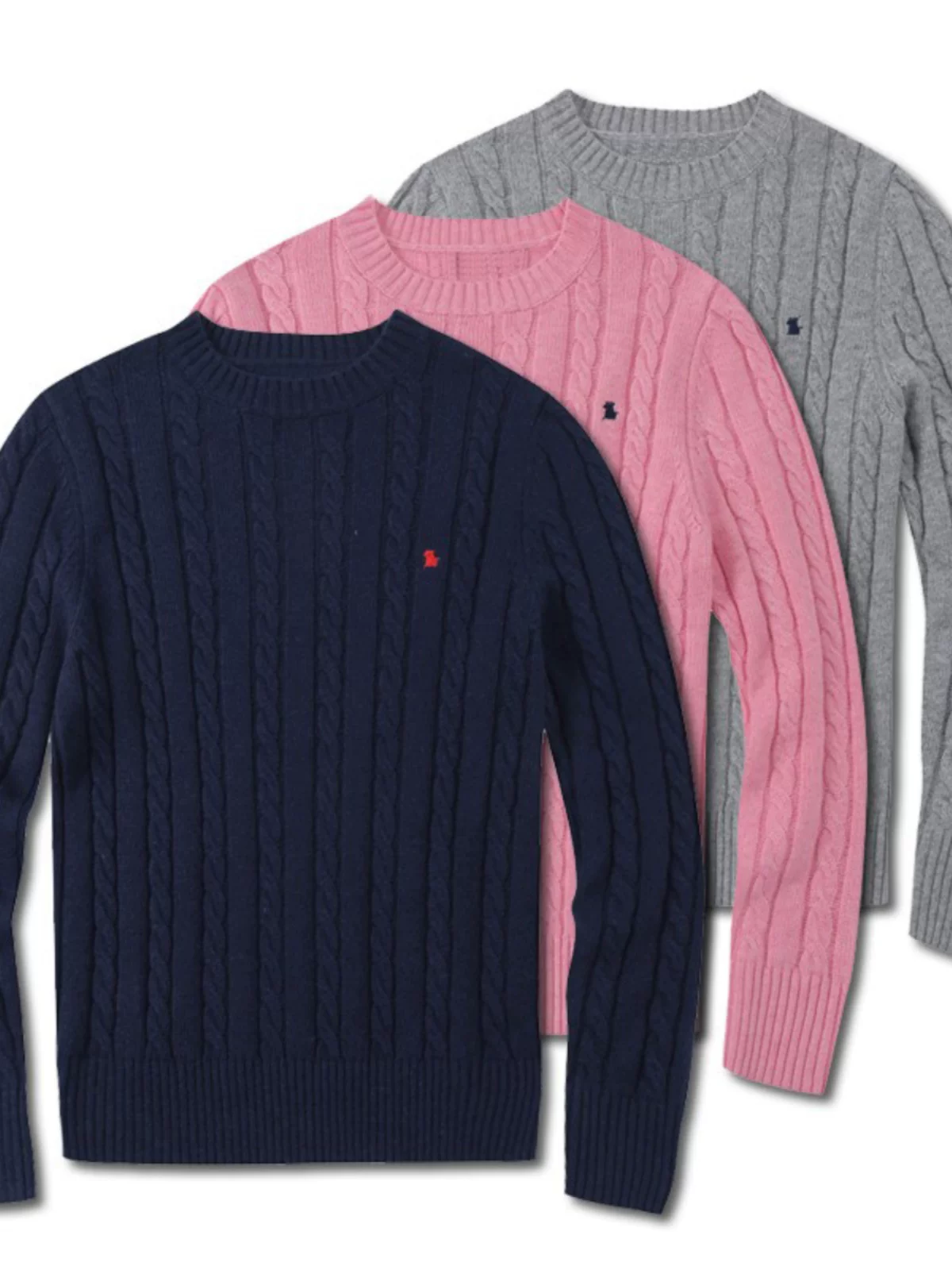 Men's Cable Knit Crew Neck Pullover Sweater, Autumn and Winter Thickened Warm Cable Pattern Long-Sleeve Knitwear