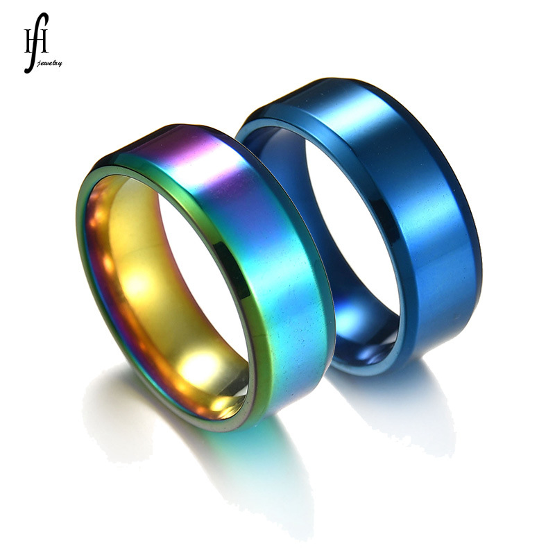 AliExpress ebay hot jewelry fashion simple stainless steel six color smooth ring couple ring wholesale