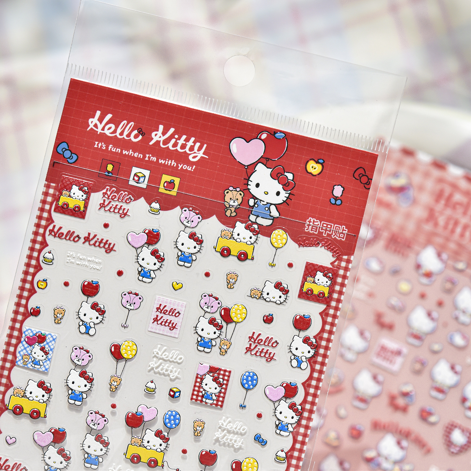 Sanrio & Tomoni Embossed Nail Art Stickers Kitty Cat Cartoon Elements Cute Stickers Kidsren's Guka Handbook