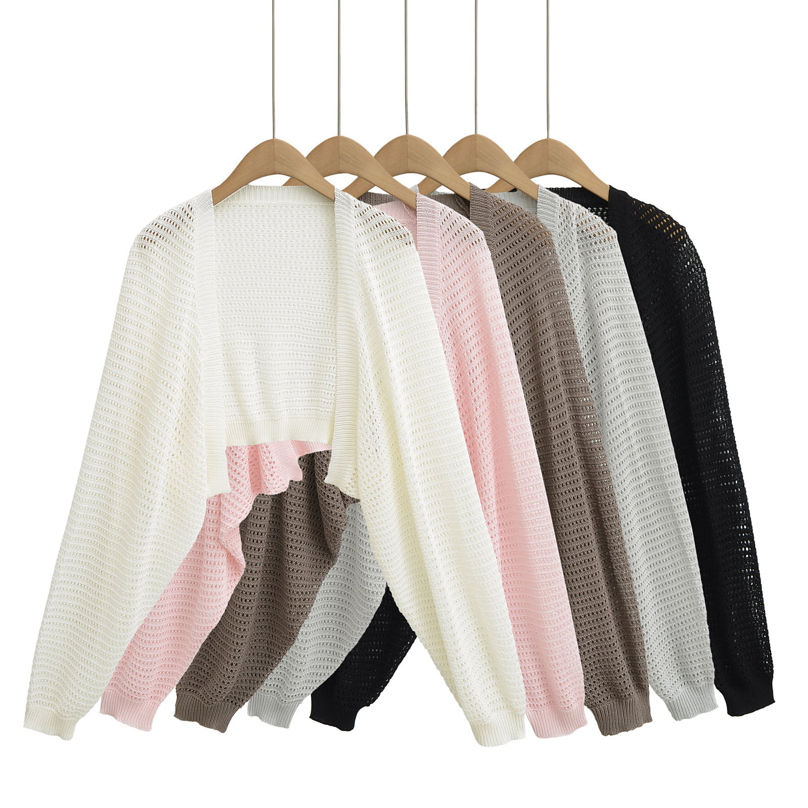 2025 New Summer Hot Girl Outer Wear Small Shawl Cardigan Top Women's Pure Lust Style Cut Out Sun Protection Knitted Blouse