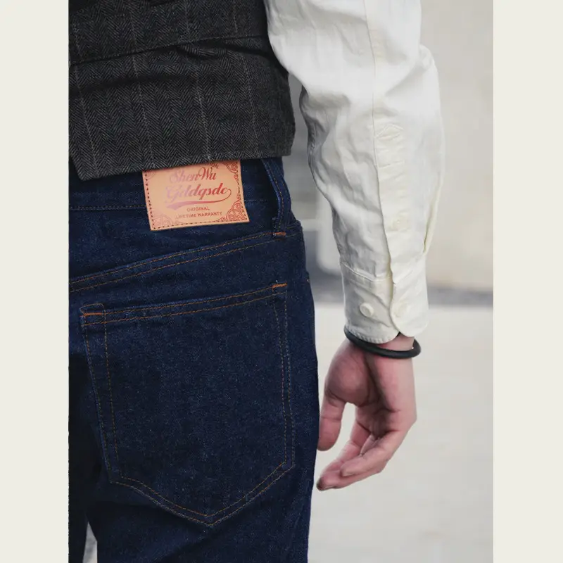 Ami Khaji 501 Red Ear Tannin Tapered Jeans Men's Primary Color Cattle Raising Slim-fit Small Foot Handsome Trousers