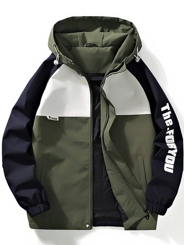 Cross-Border Foreign Trade Export Spring and Autumn New Trendy Brand Casual Versatile Hooded Work Jacket Sports Outdoor Top European Size
