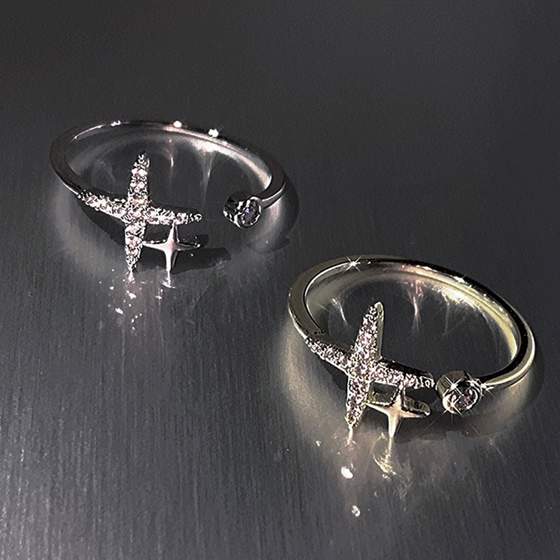 Niche personalized star open ring for women new trendy exquisite all-match index finger ring ins design high-grade ring