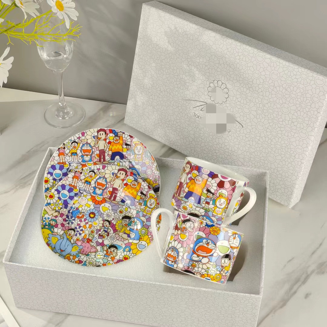 ins Murakami long Jingdang cat coffee cup and saucer suit Doraemon ceramic coffee cup gift Foto QC de 1688 na Qualit.ly