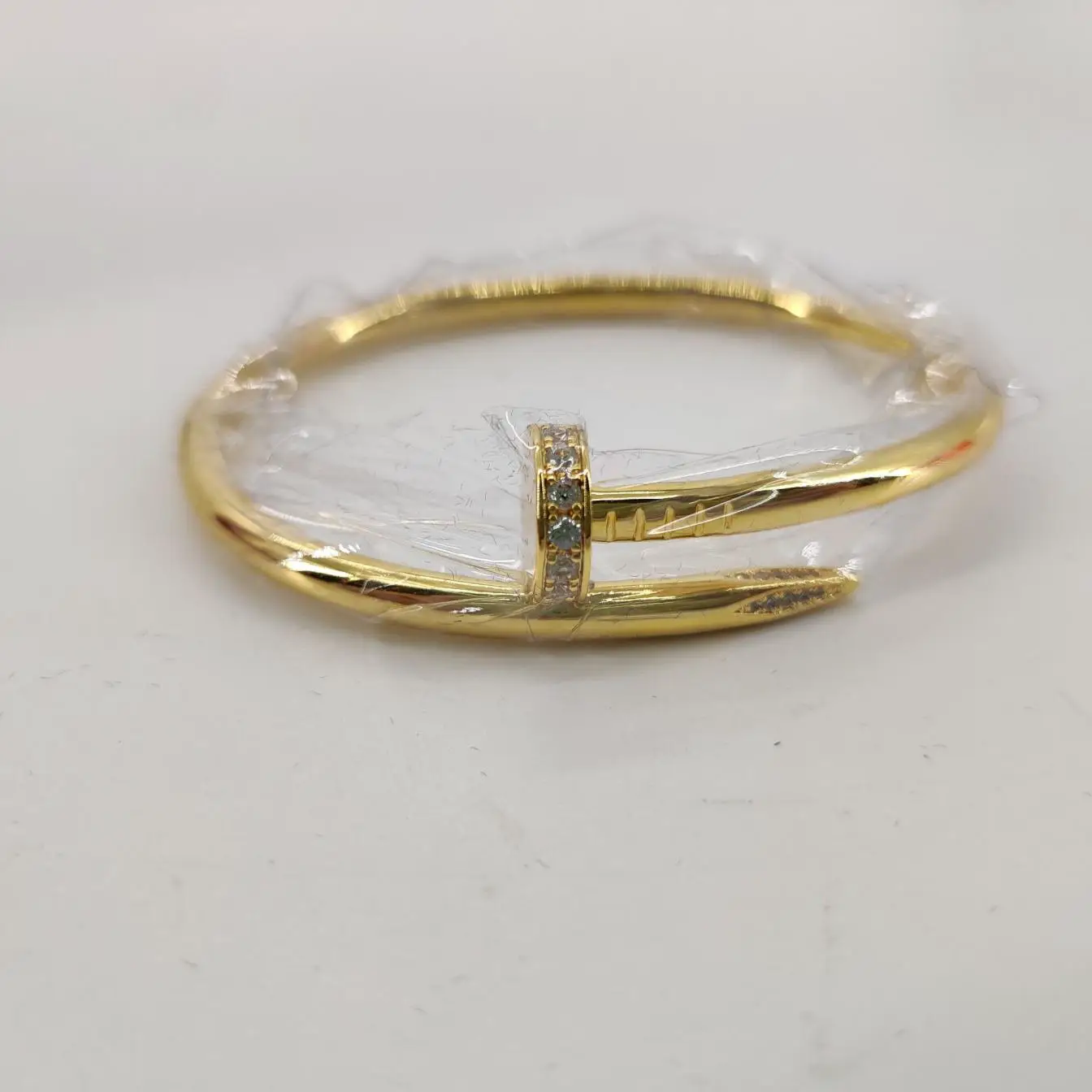 Home Diamond Large Nail Bracelet Full Diamond V Gold Craftsmanship CNC Gold Plating Non fading Internet Celebrity Popular Style Highest Version G Verification