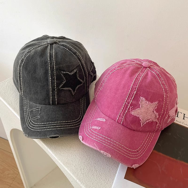 Vintage Hole Dressed Baseball Cap Women's Big Head Ware Trendy All-match Casual Fashion Ponytail Shade Cap