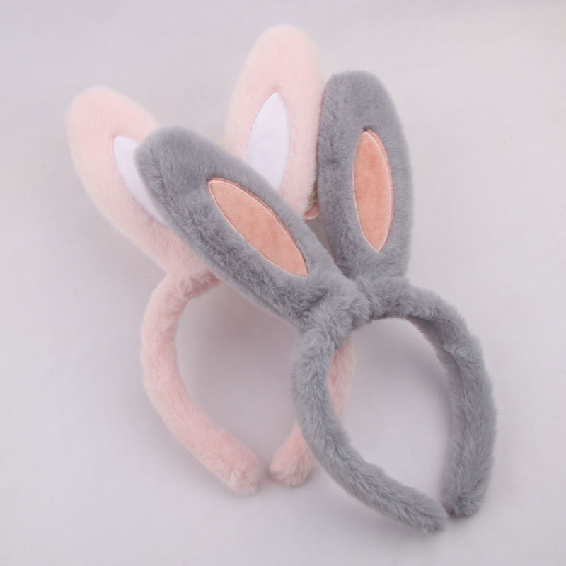 Korean Cute Rabbit Ears Hair Band Internet Celebrant Live Photographing Plush Headwear Cartoon Amusement Park Wash Face Hair Band Hair Card