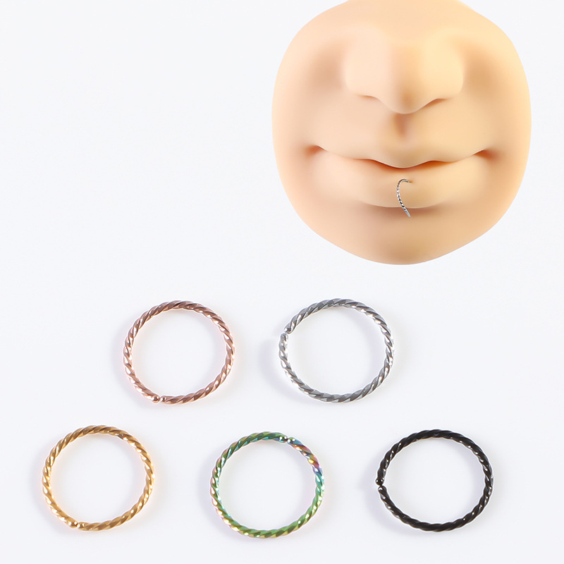 Fashion stainless steel round twist C- shaped nose ring nose ring non-perforated lip ring nose clip nose nail piercing jewelry