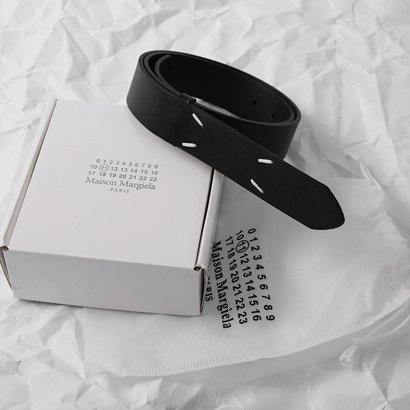 Margiela style belt Magila belt men's and women's belt four-corner head layer cowhide young men's pants belt fashion Foto QC de 1688 na Qualit.ly