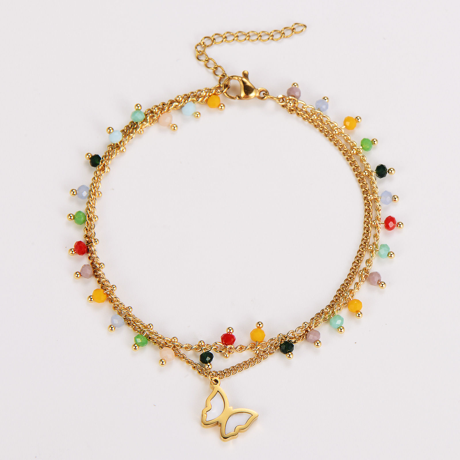 AML popular accessories double butterfly bracelet anklet geometric color fashion simple stainless steel