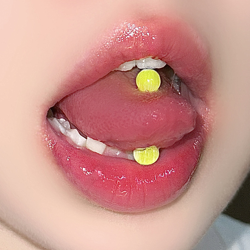 Ball Cat's Eye Tongue Stud Candy Color Creative Tongue Ring Macaron Niche Thread Dental Piercing Perforated Milk Stud