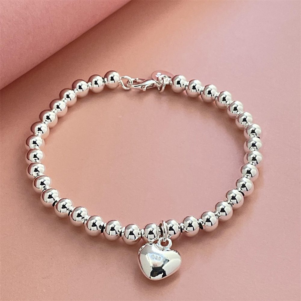 Foreign trade jewelry silver plated beads small light heart bracelet small red book trembles popular bracelet in stock wholesale