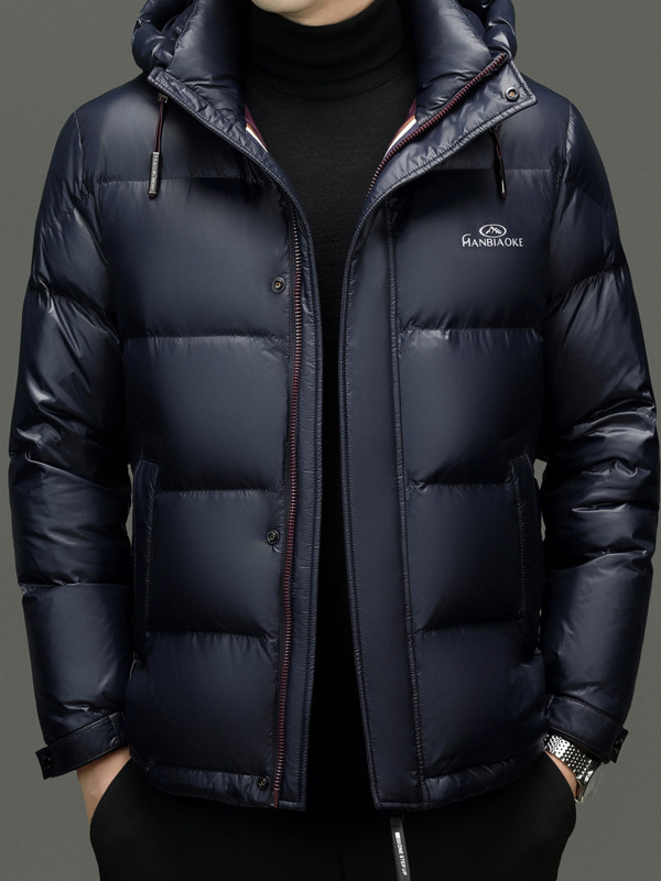 Men's New Black Gold White Duck Down Jacket Youth Fashion All-match Thickened Warm Hooded Jacket Men's Top
