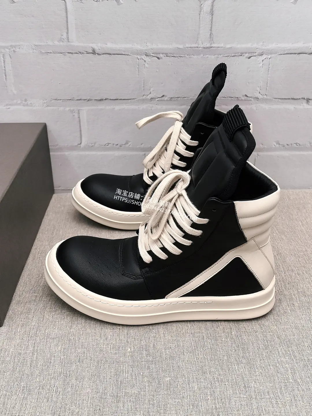 European station tide shoes ro inverted triangle high-top shoes men and women leather thick bottom heightening plate shoes classic black and white casual boots