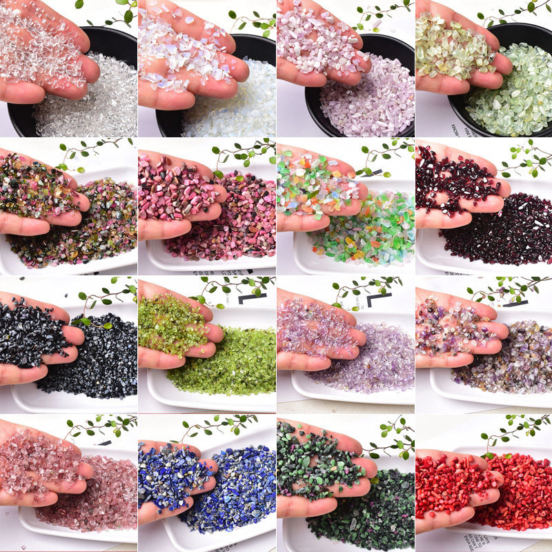 2-4mm Natural Crystal Gravel Small Particles Fish Tank Decoration Stone Ornaments Nail Art Sand Painting Offering to Buddha Manda Crystal Pillow