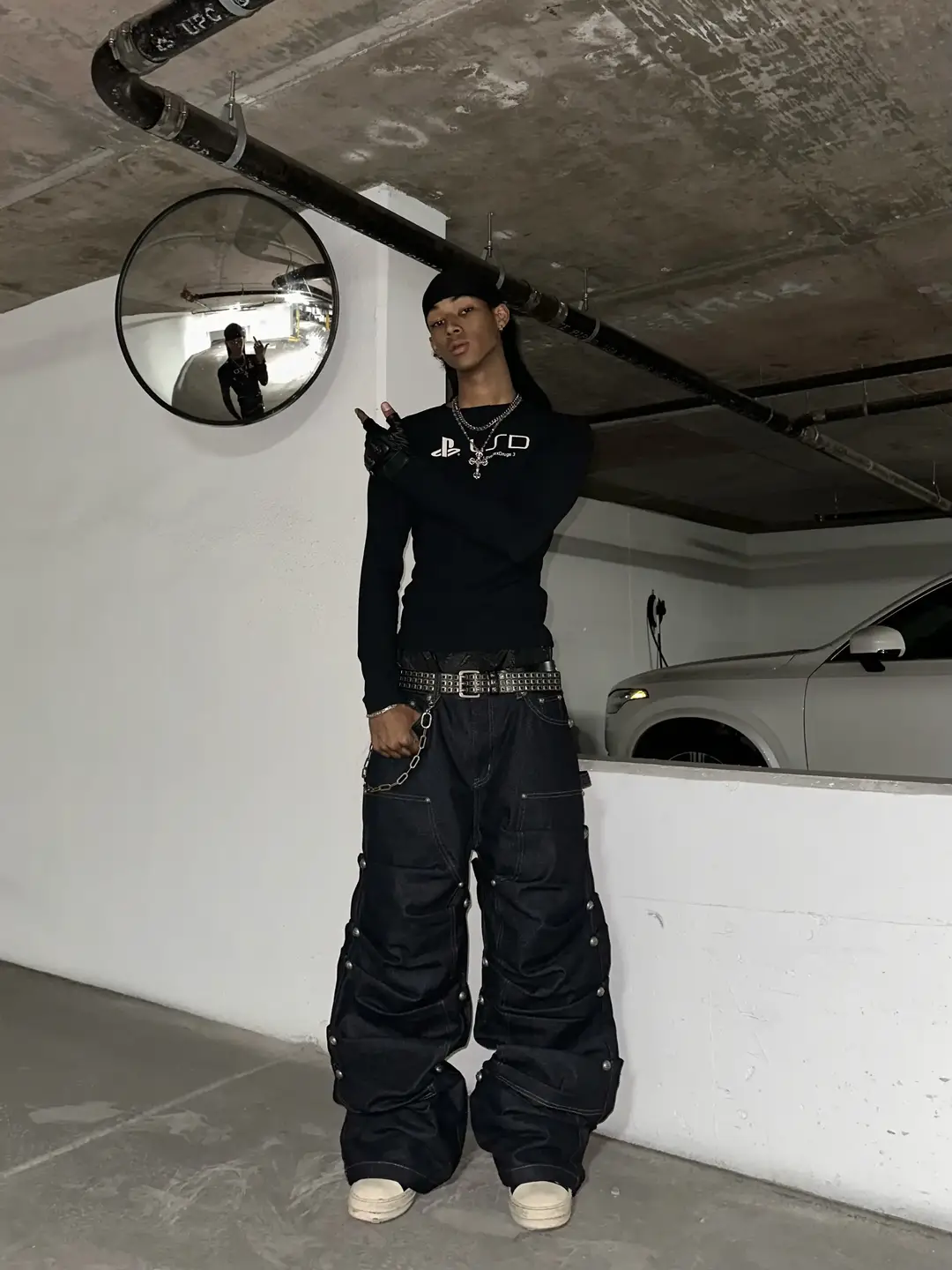 *Rye Chasin Full Pants Pleated Ancient Silver Rivets 90S Logging Carpentry Stereo Silhouette Original Color Denim Pants