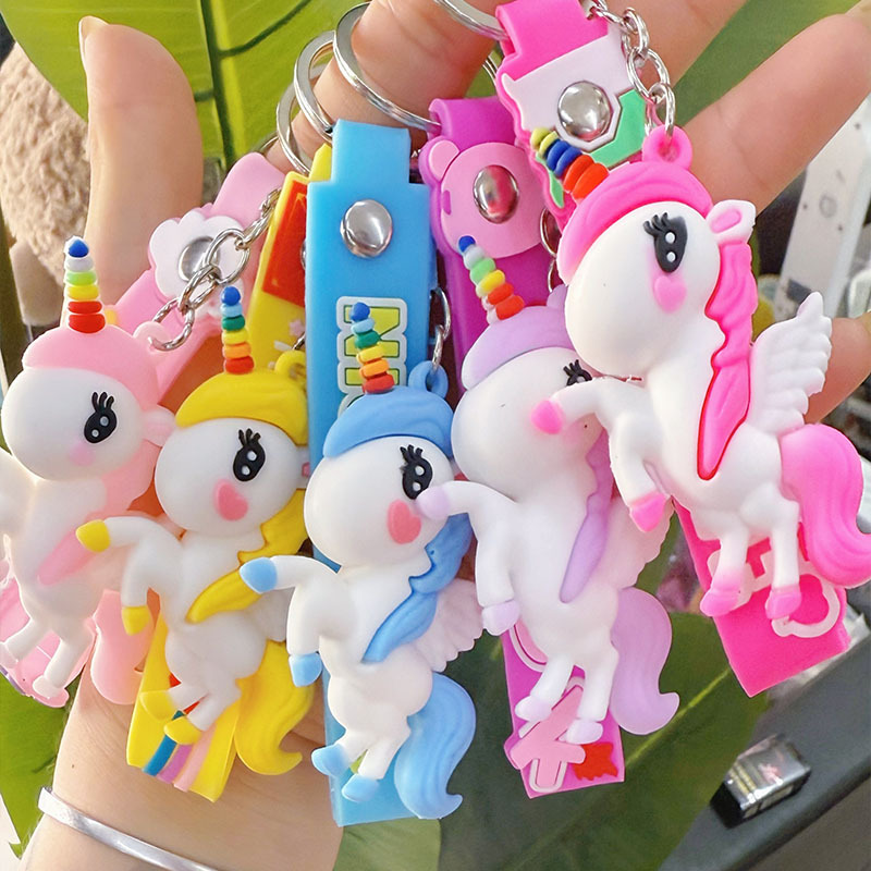 Trendy Pegasus Unicorn Keychain Pendant Cartoon Doll Car Bag Decoration Promotional Stall Gift Bulk