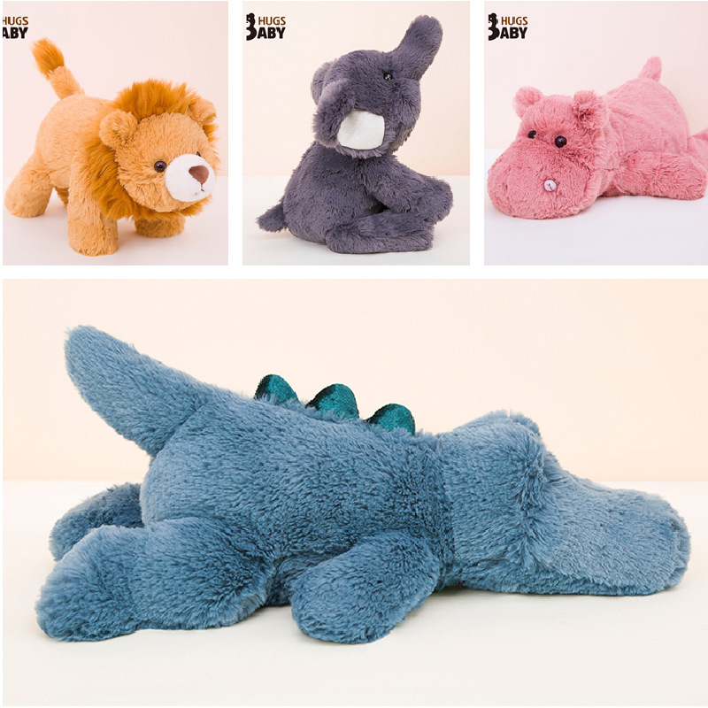 Cute cartoon soft lying lion crocodile dinosaur doll plush toy sleeping pillow children doll gift wholesale