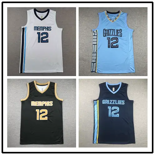 Cross-Border Wholesale Export Spot American Embroidered Version Jersey Grizzlies No. 12 Ja Morant Basketball Jersey