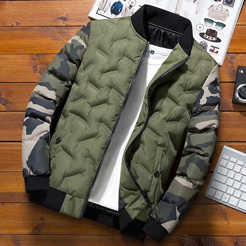 Men's Jacket 2022 Winter Men's Warm Cotton Coat Trendy Brand Cross-Border down Cotton Jacket Camouflage Baseball Jacket Cotton Clothing