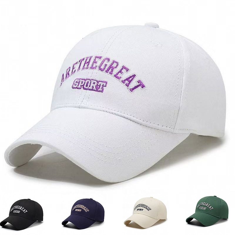 Hard-Brimmed Sun Protection Sports Hip-Hop Trendy Ins Women's Pure Cotton Face-Slimming Embroidered Men's Baseball Cap
