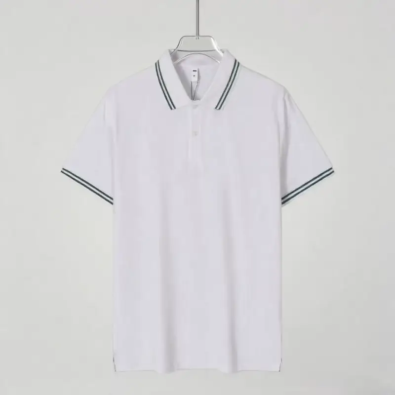 Striped Cuffs Polo Shirt Stripes Four-Color Polo Shirt with Cuffs 25212 # L