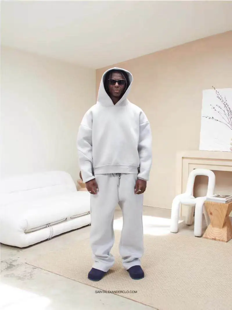 Saint Alexander Tracksuit Air Layer Fluffy Hooded Sweatshirt Embroidered Double Pocket Pants Trendy