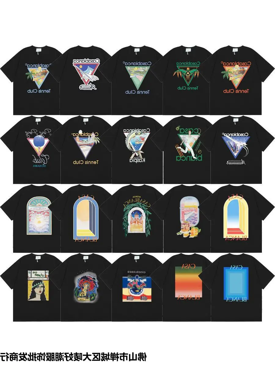 Cross-Border 2024 Spring and Summer New Casablanca Casablancalogo Printed Loose Short-Sleeved T-Shirts for Men and Women