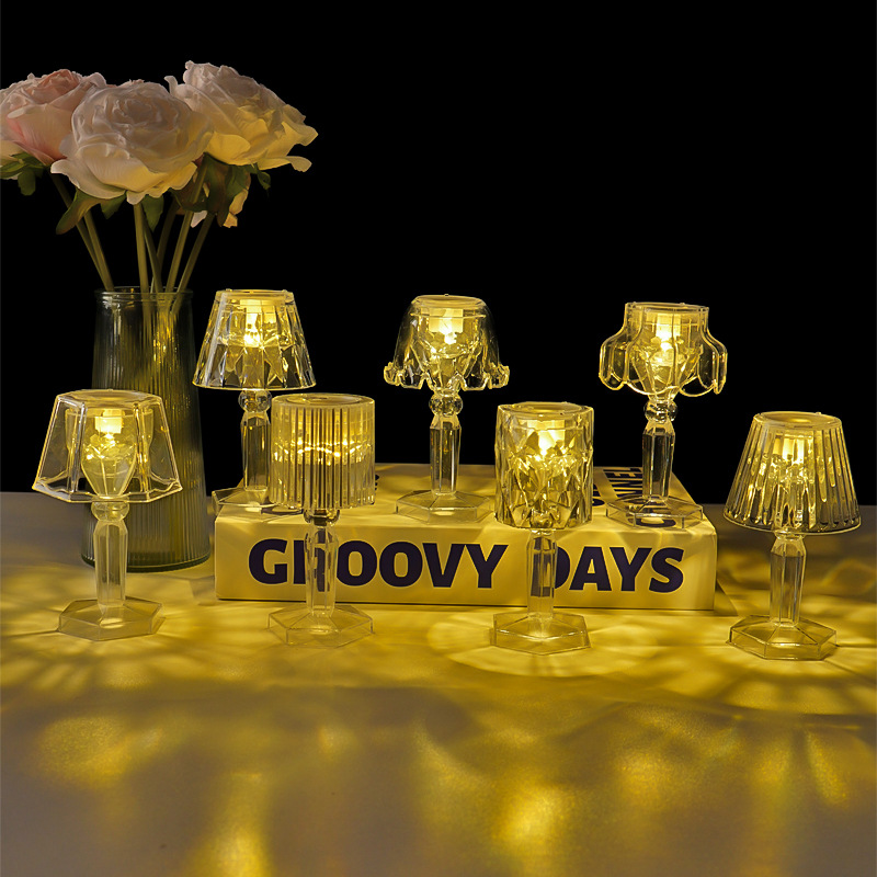 Creative Crystal Small Table Lamp Led Electronic Night Light Dormitory Bedroom Bedside Lamp Atmosphere Lamp Desktop Decoration Ornaments