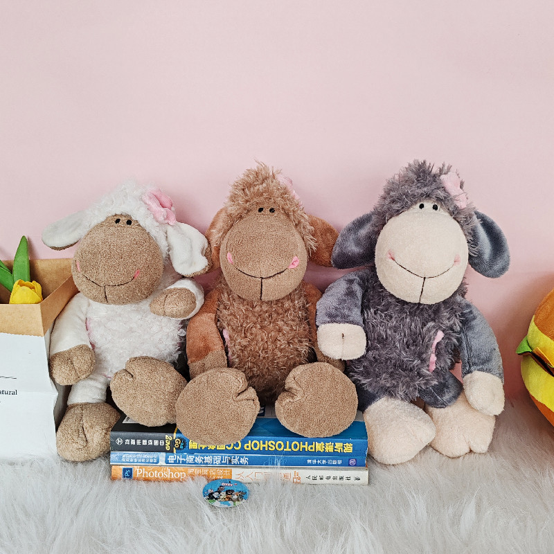 Cute lamb doll with flower wool plush toy children's rag doll with pocket sheep doll gift factory wholesale
