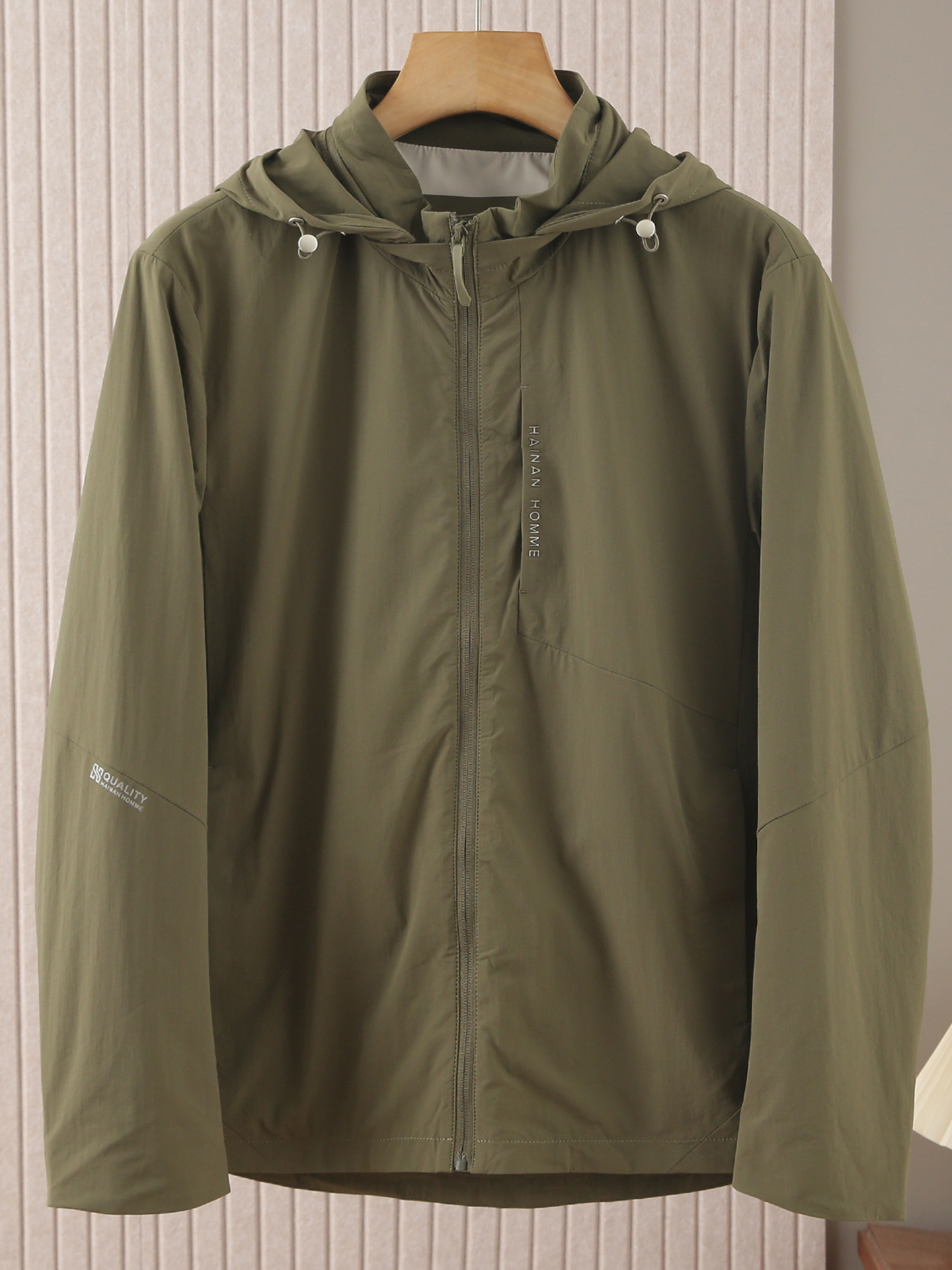 Men's Spring and Autumn Jacket with Detachable Hood, Model J6108, Windproof and Water-Resistant Men's Spring Jacket