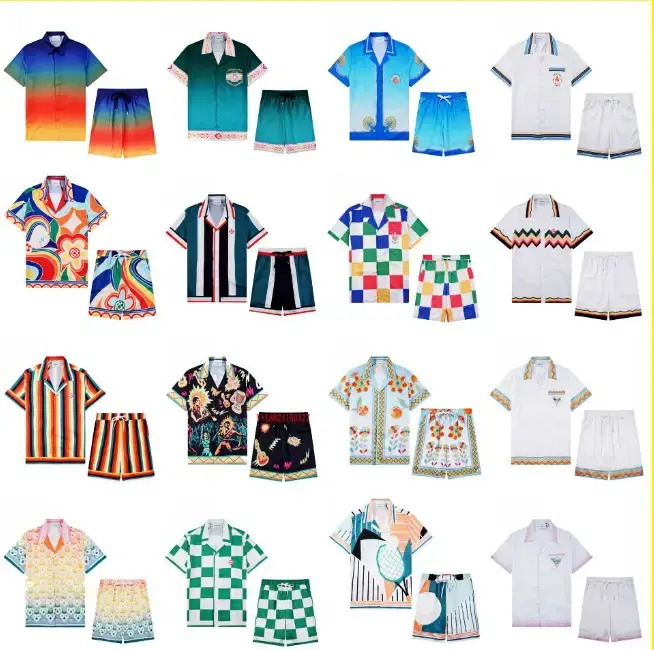 Foreign Trade Retro Trendy Beach Short-Sleeved Floral Shirt Pattern Couple Shorts Suit Various Cross-Border Wholesale