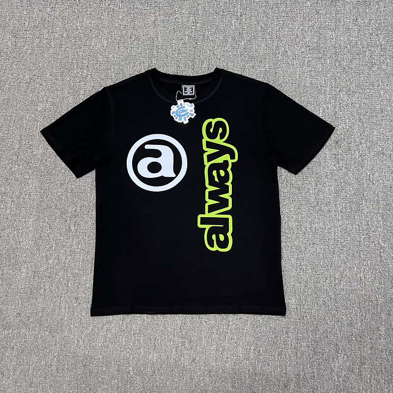 ADWYSD Letter Sun Roll Short Sleeve T-Shirt Street Casual Hip Hop alwaysdowhatyoushoulddo Tide