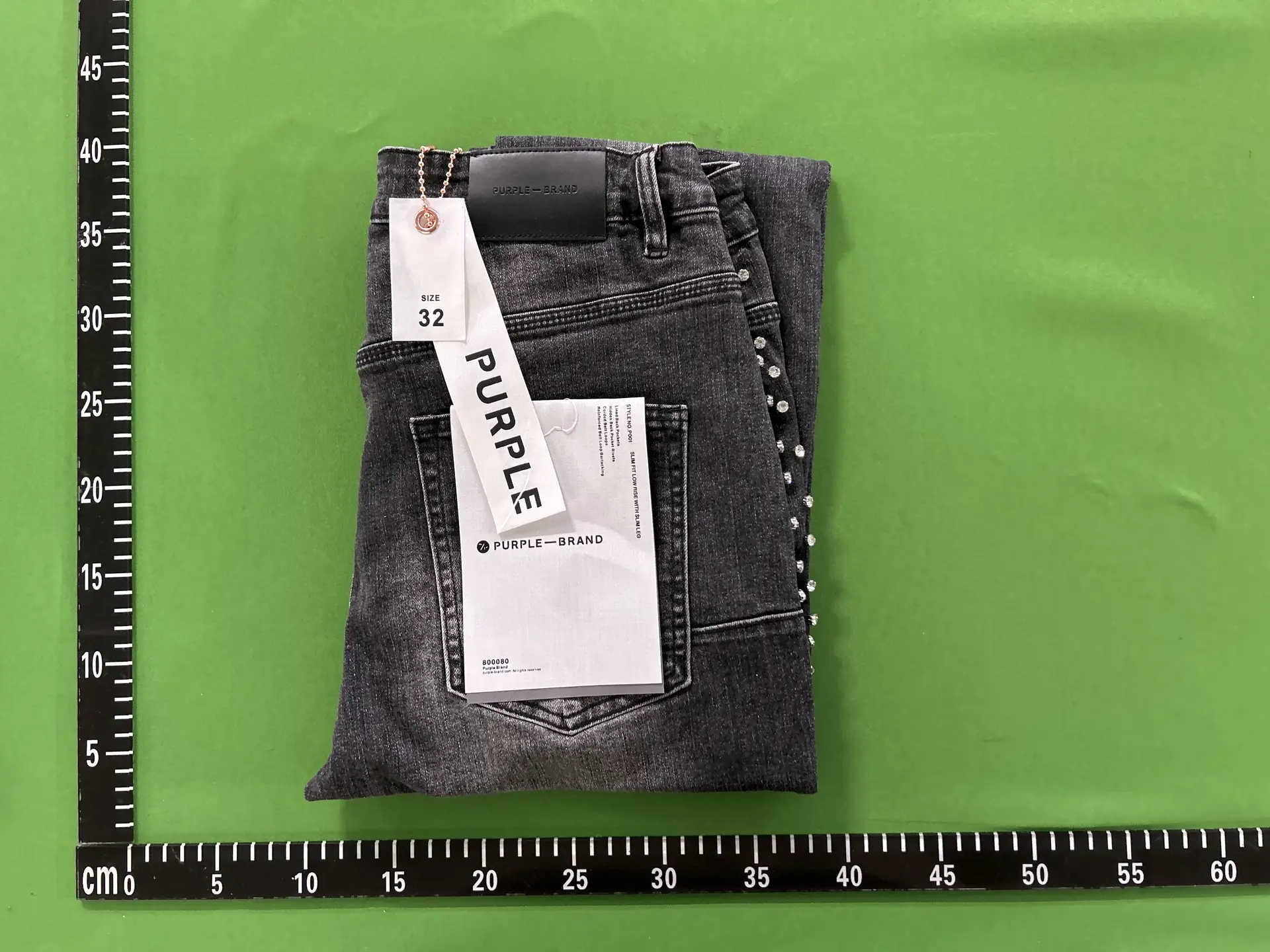 Purple Brand Slim Fit Low Rise Jeans with Rhinestones