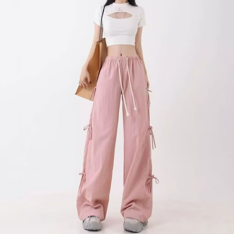 American Parachute Soldier Tooling Pants Thin Youth Sports Charge Pants Women's Straight Leg Spring and Summer Casual Wide Leg Pants