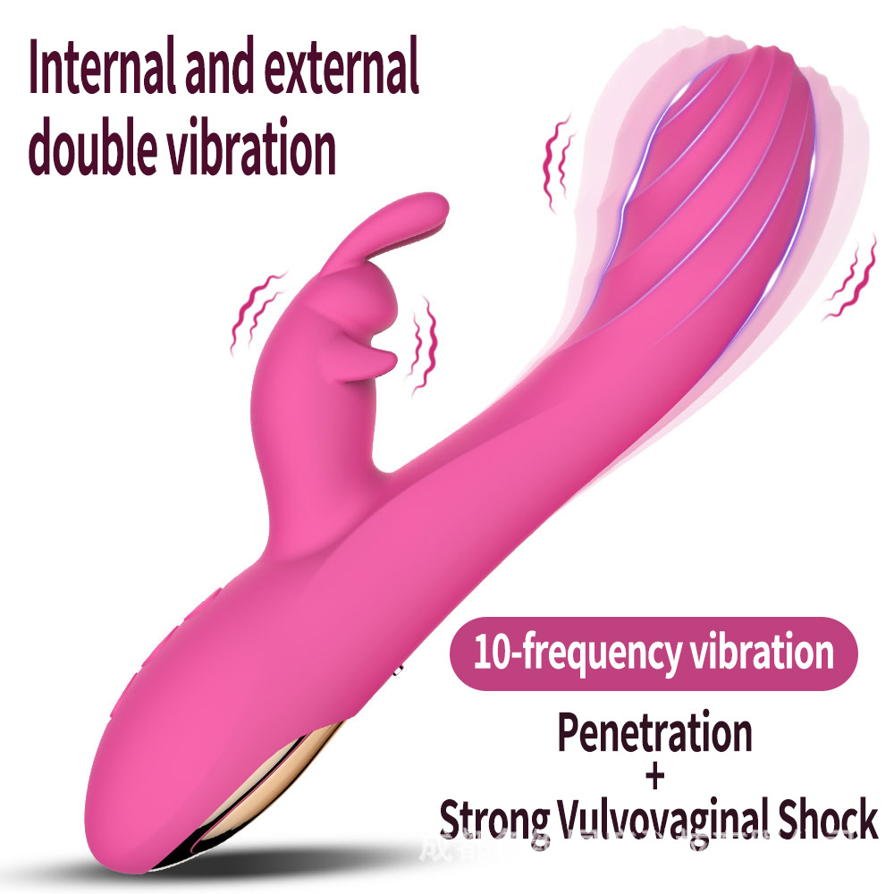 Xianji female rabbit vibrator double-layer silicone female masturbation adult sex toys massage stick factory straight hair