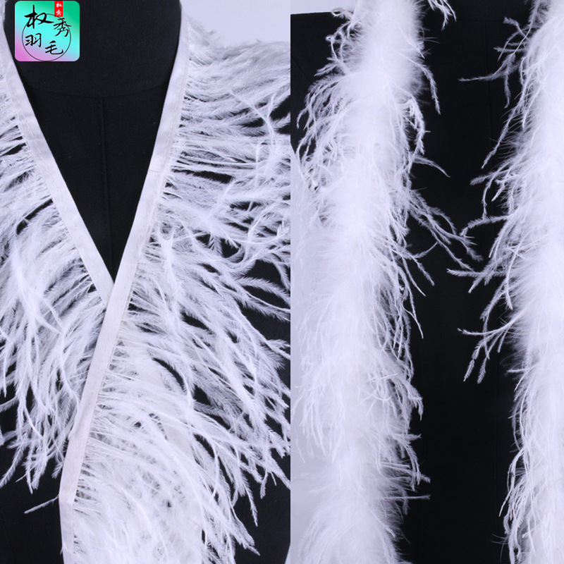 2022 hot sale double encryption ostrich feather wholesale 8-15cm ostrich feather lace cloth clothing decoration