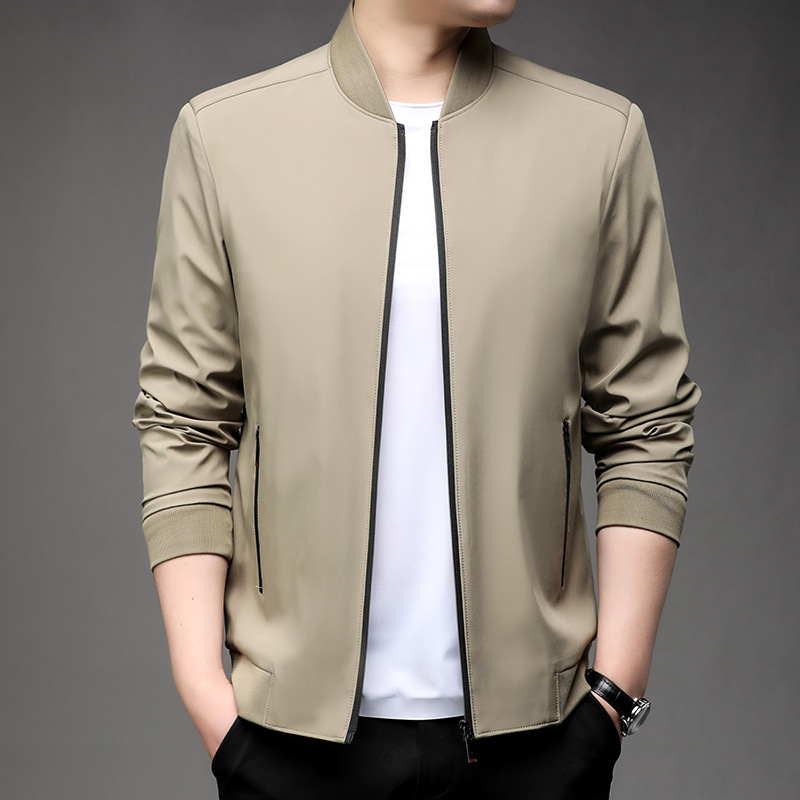 Spring and Autumn New Casual Men's Solid Color Jacket Youth Windproof Jacket Baseball Collar Large Size Jacket Dropshipping