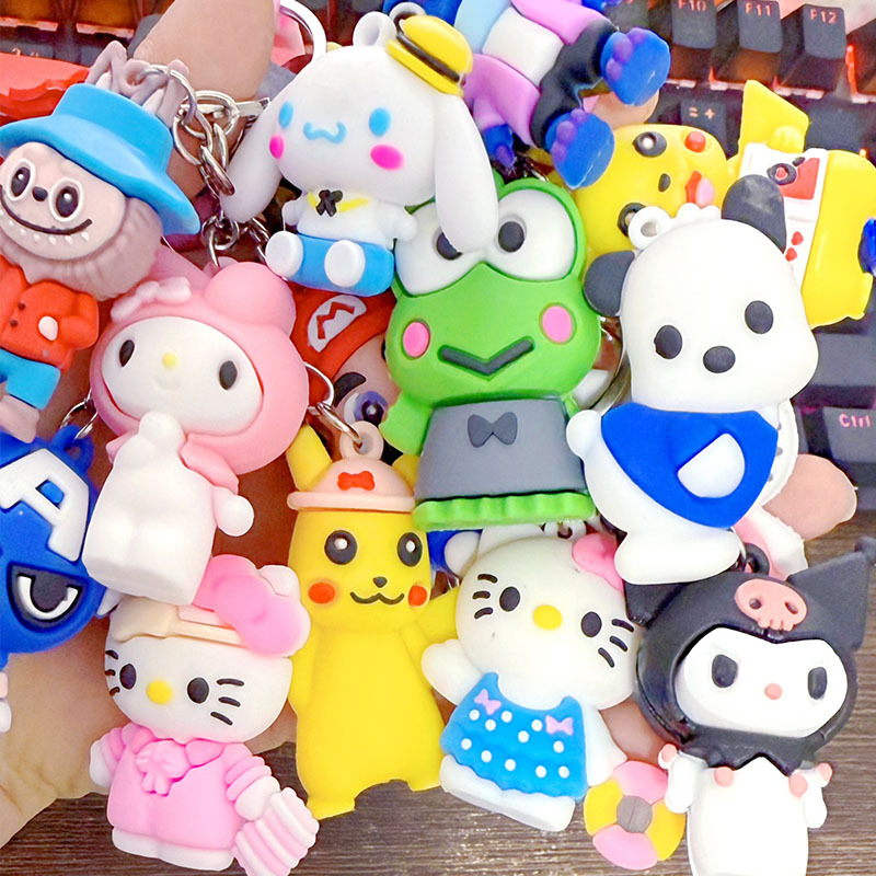 Internet Celebrity New Braided Rope Melody Keychain Large Stereo Frog Doll Kuromi Gift Key Accessories