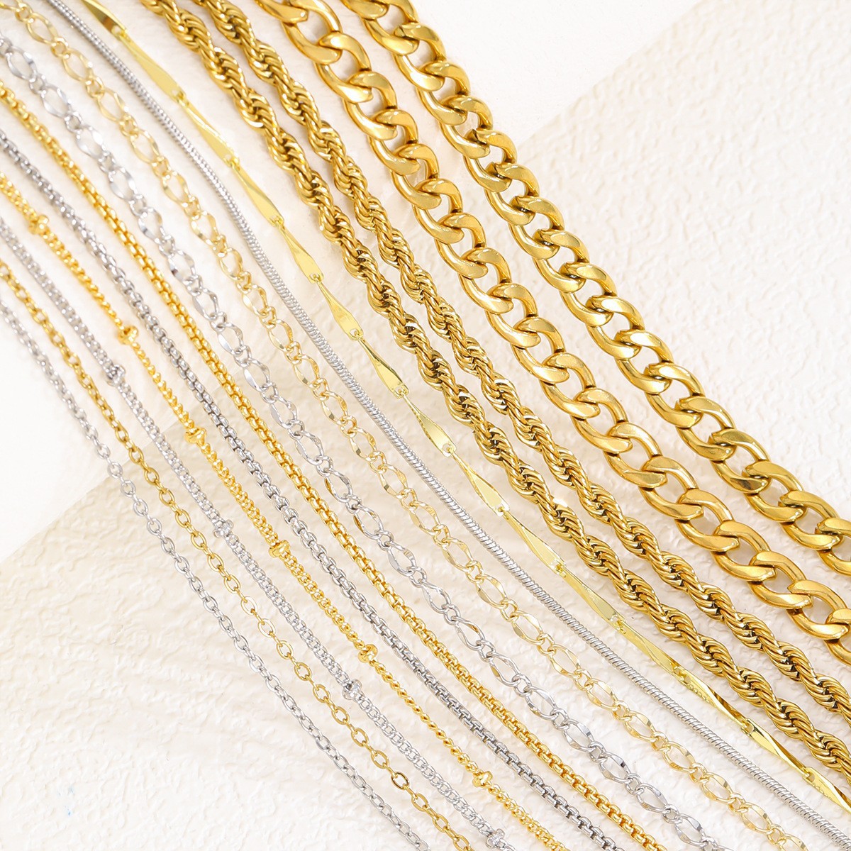 Cross-Border Copper-Plated 18K Gold Color-Preserving DIY Necklace Versatile Style Chain with Various Styles Available in Stock Wholesale Chain