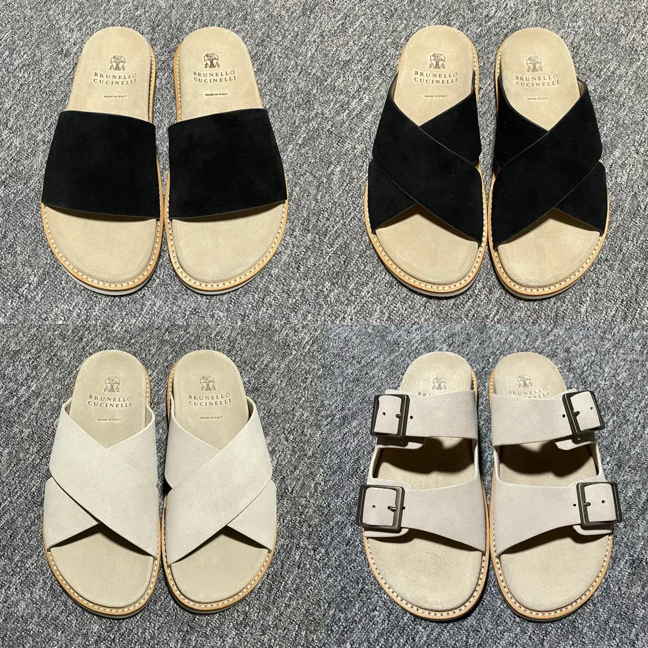 Brunello Cucinelli 反绒皮拖鞋 米色 老钱风必备
