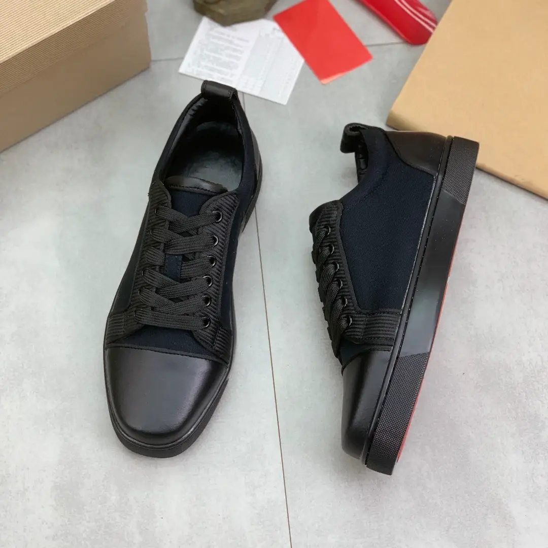 Summer New arrival Stars' Same Style Trbottomy Men's Low-Top Sneakers, Rhinestone Rivets, Red Sole Shoes, Versatile Plaid Genuine Leather Casual Shoes