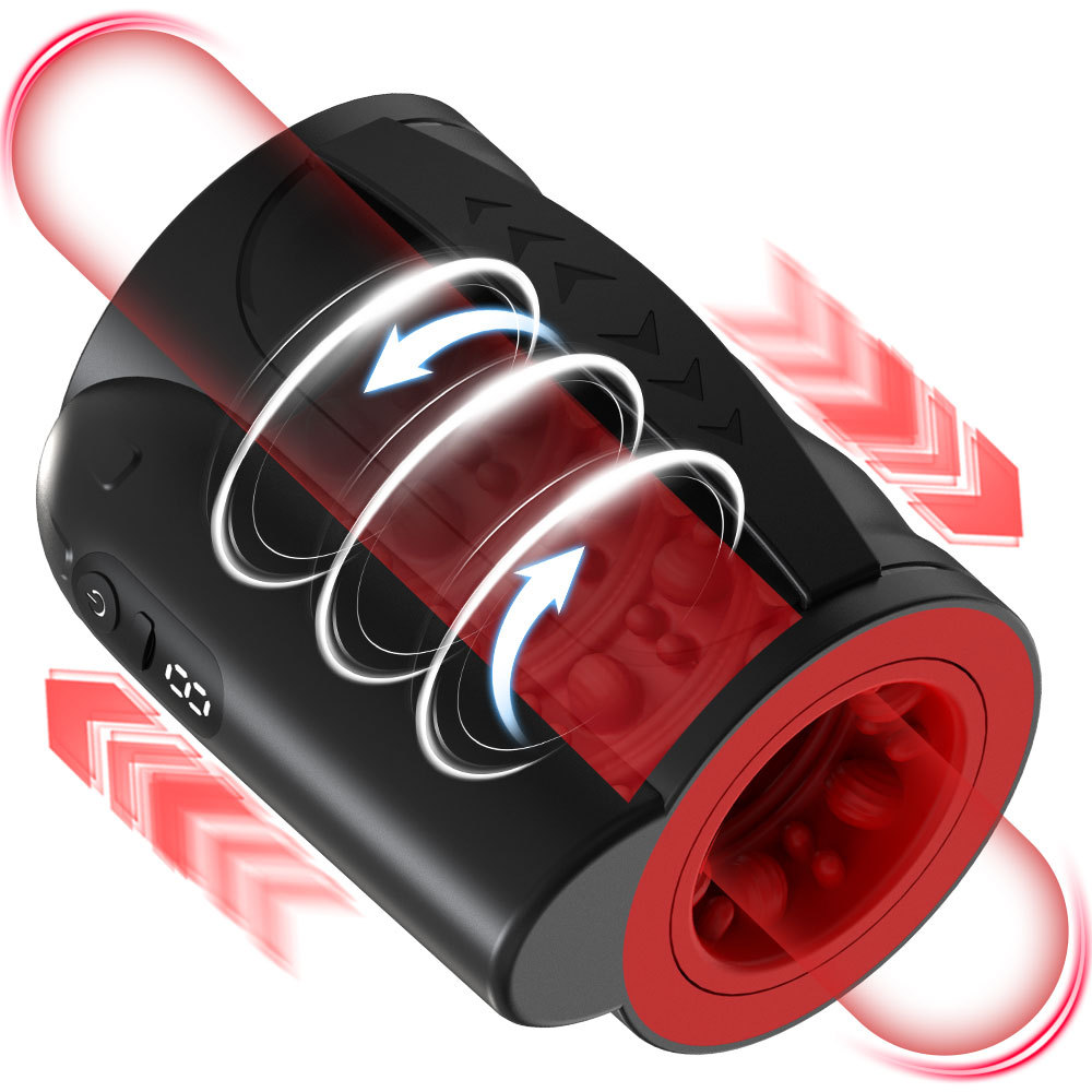 Men's Telescopic Rotating Airplane Cup Root Friction Orgasm Vibration Cup Handheld Penis Exercise Masturbation Sex Toy