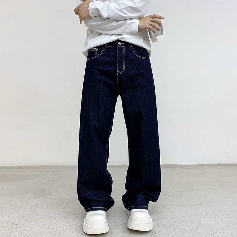 Autumn Trendy American Casual Stylish Retro Jeans for Men, Straight Loose Versatile Wide-Leg High Street Pants New Style