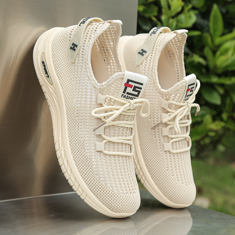 Slip-on single mesh hollow mesh shoes men's summer breathable mesh lightweight soft bottom casual sneaker hole shoes