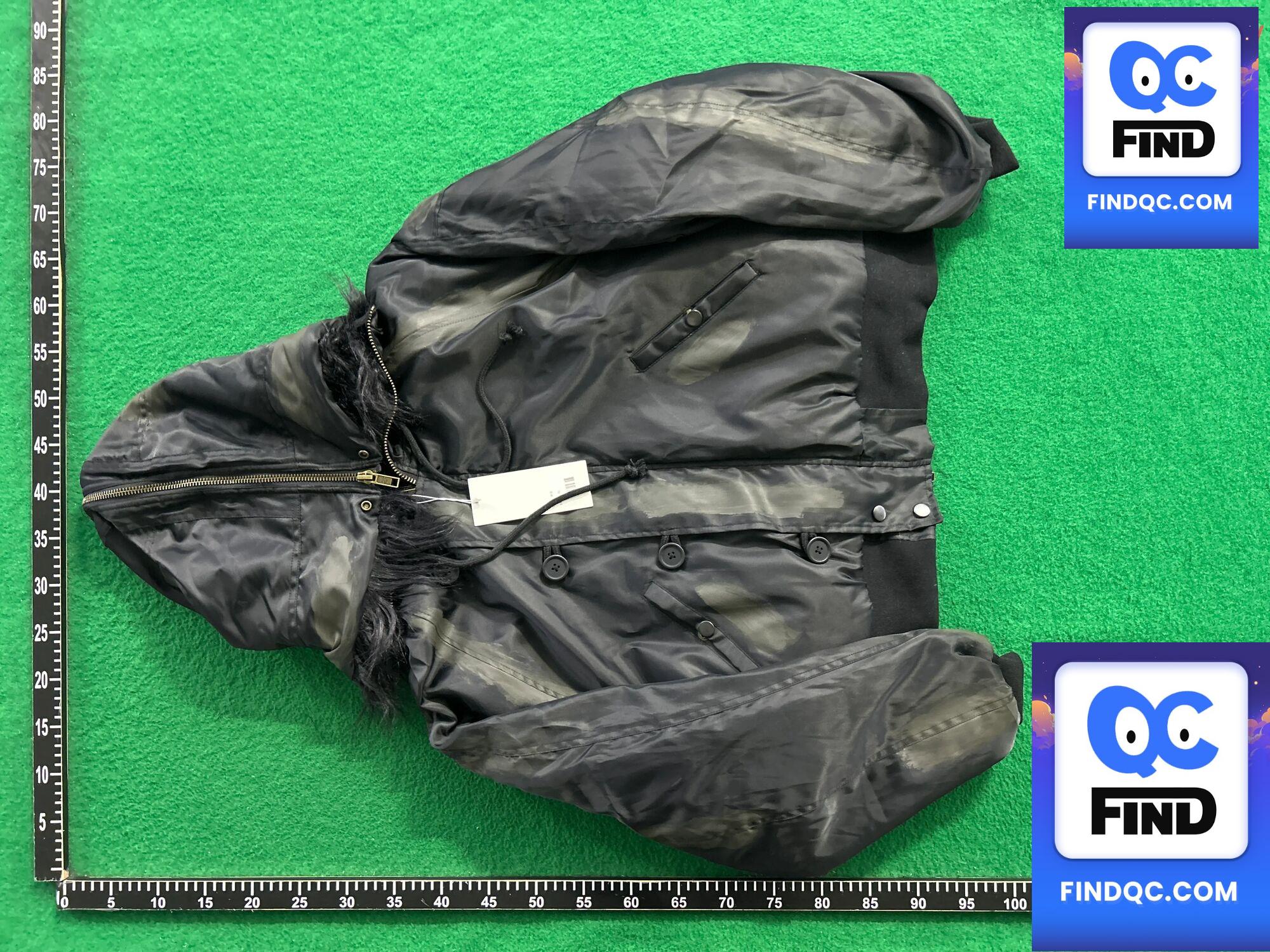 Grailz Vintage Distressed Dark Style Mud-Dyed Fur Collar Cotton Bomber Flight Jacket QC