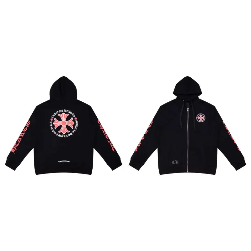 Foreign Trade Trendy Brand Ch Crowe Pure Cotton Terry Men's and Women's Zipper Hooded Sweatshirt [Long-Term Continuous Supply]