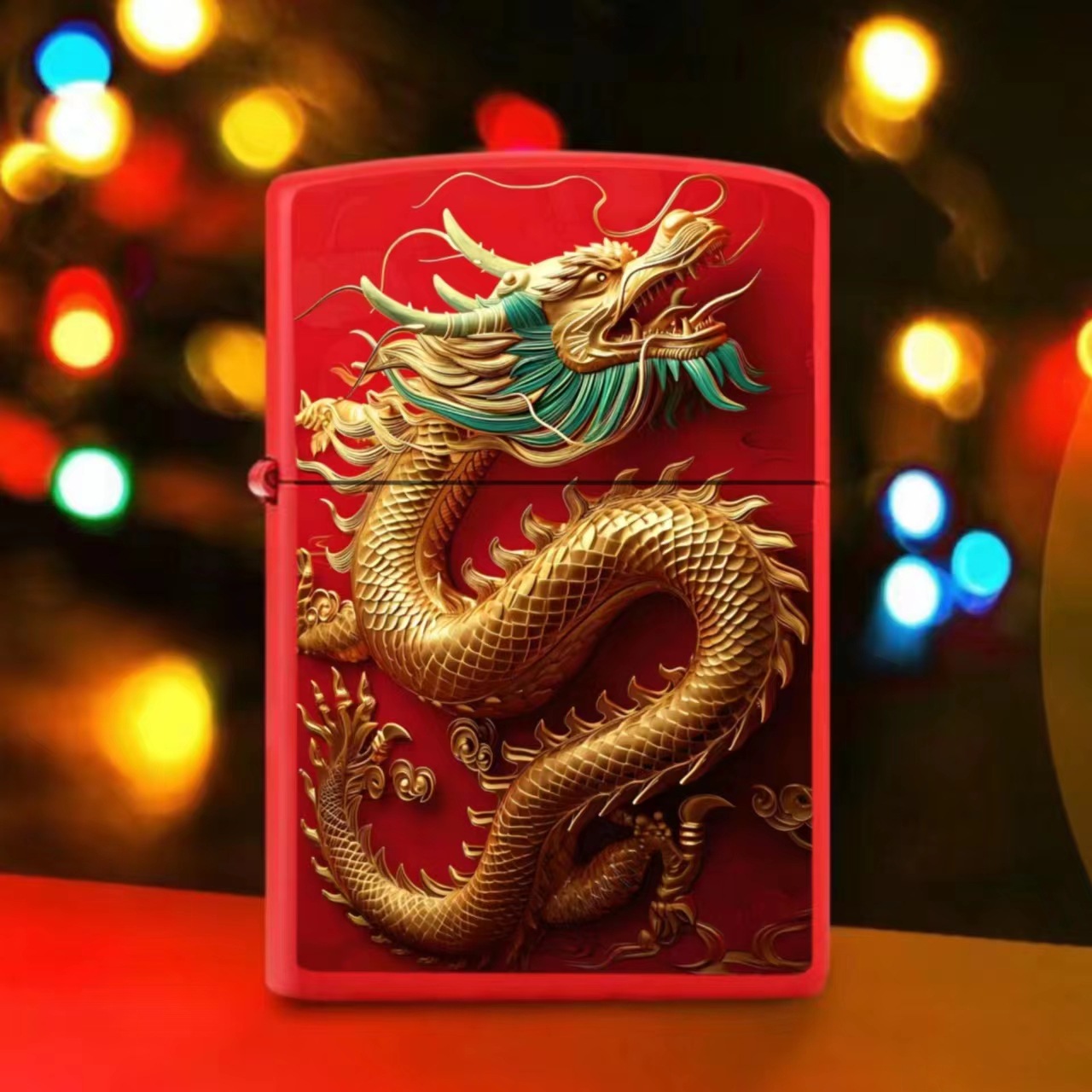 2024 New Year Chinese red Baifu lighter Dragon Year rich flower kerosene windproof lighter TikTok surface single delivery